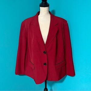 Jones Studio 24W Red Black Double Button Blazer Jacket Woman Plus Size